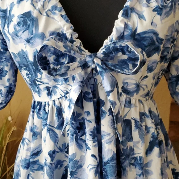 Abercrombie & Fitch Blue Floral Dress - Picture 7 of 16